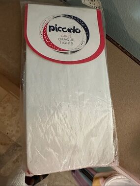 Piccolo Girls Opaque White Tights size 4-6